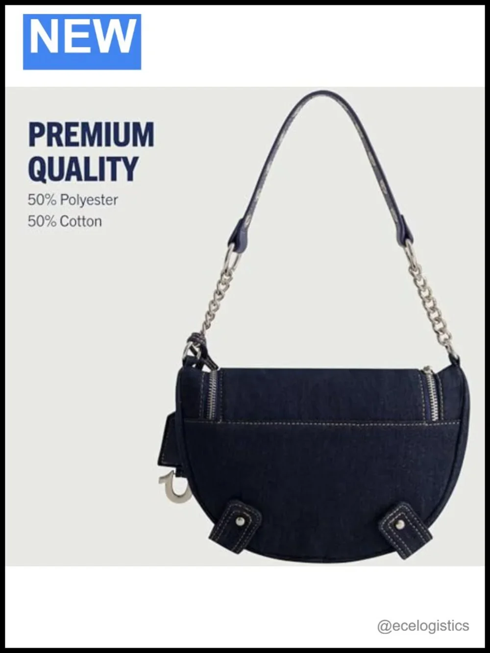 True Religion Women's Hobo Bag with Chain Handle, Lightweight Cotton Polyester